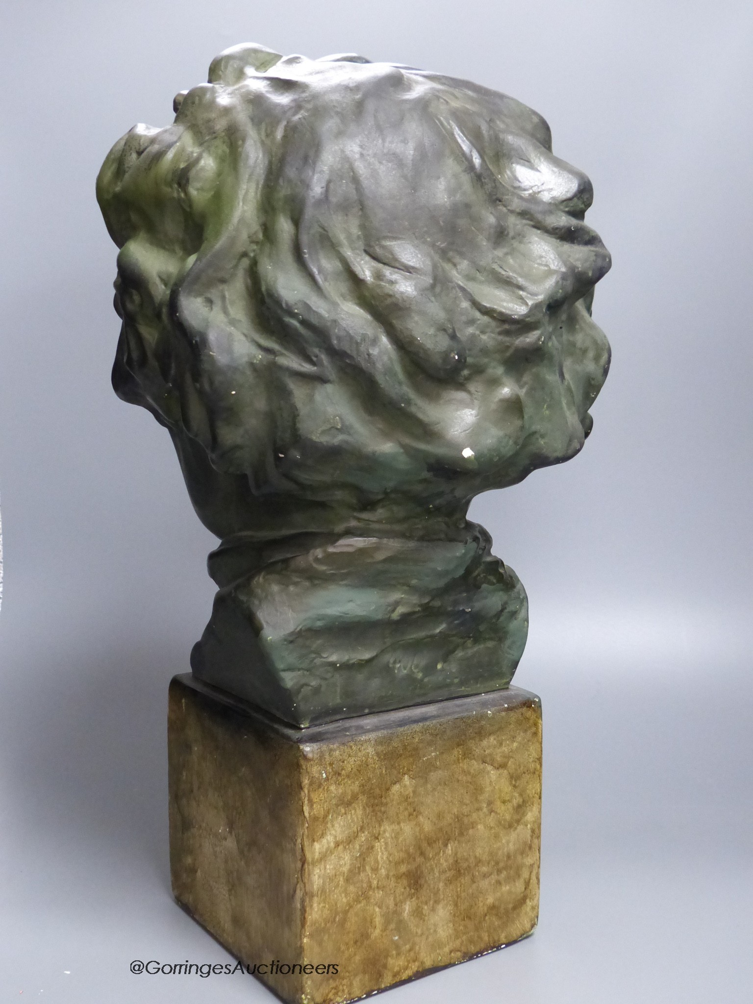 A moulded plaster bust of Beethoven, height 45cm